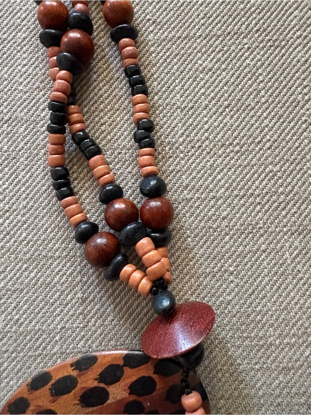 GORGEOUS handcrafted chunky statement necklace wooden pendants natural wood bead